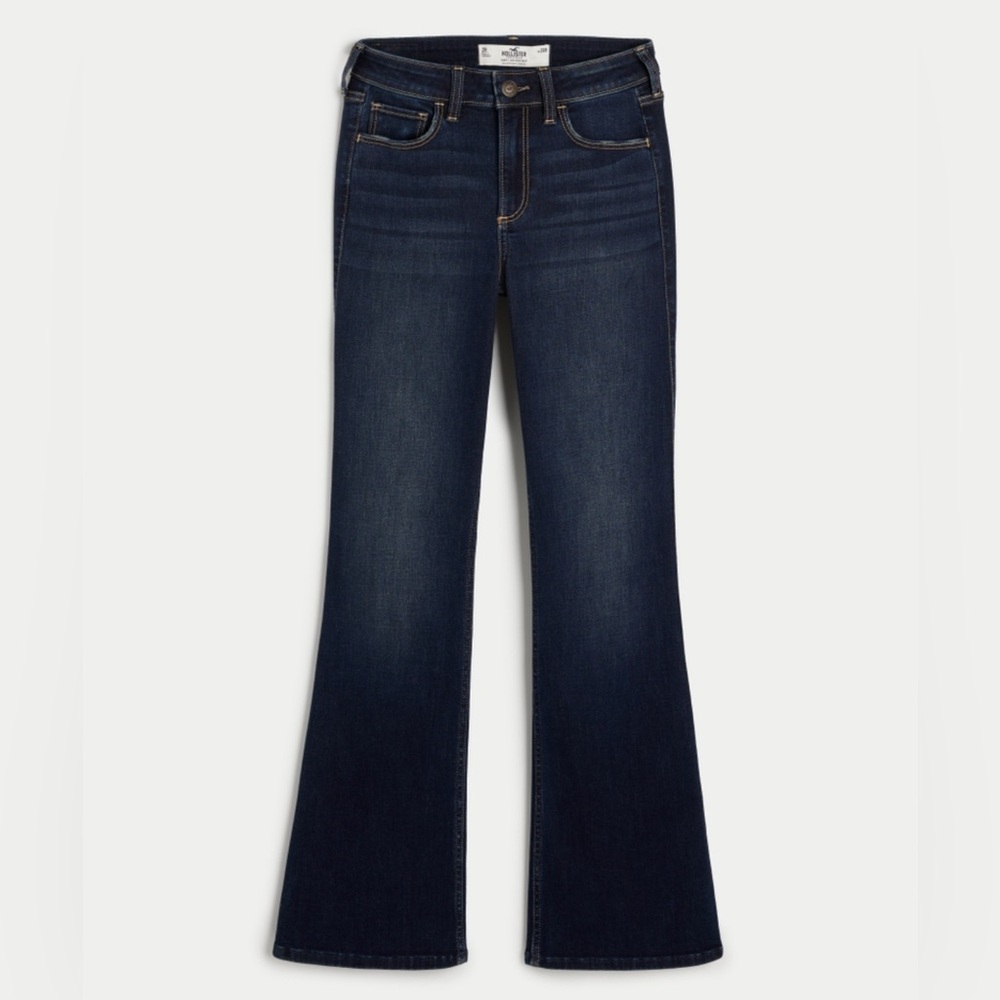 Hollister Dark Curvy Mid Rise Boot Cut Jeans